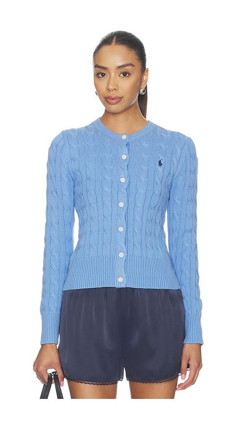 polo ralph lauren cotton long sleeve cardigan in blue.