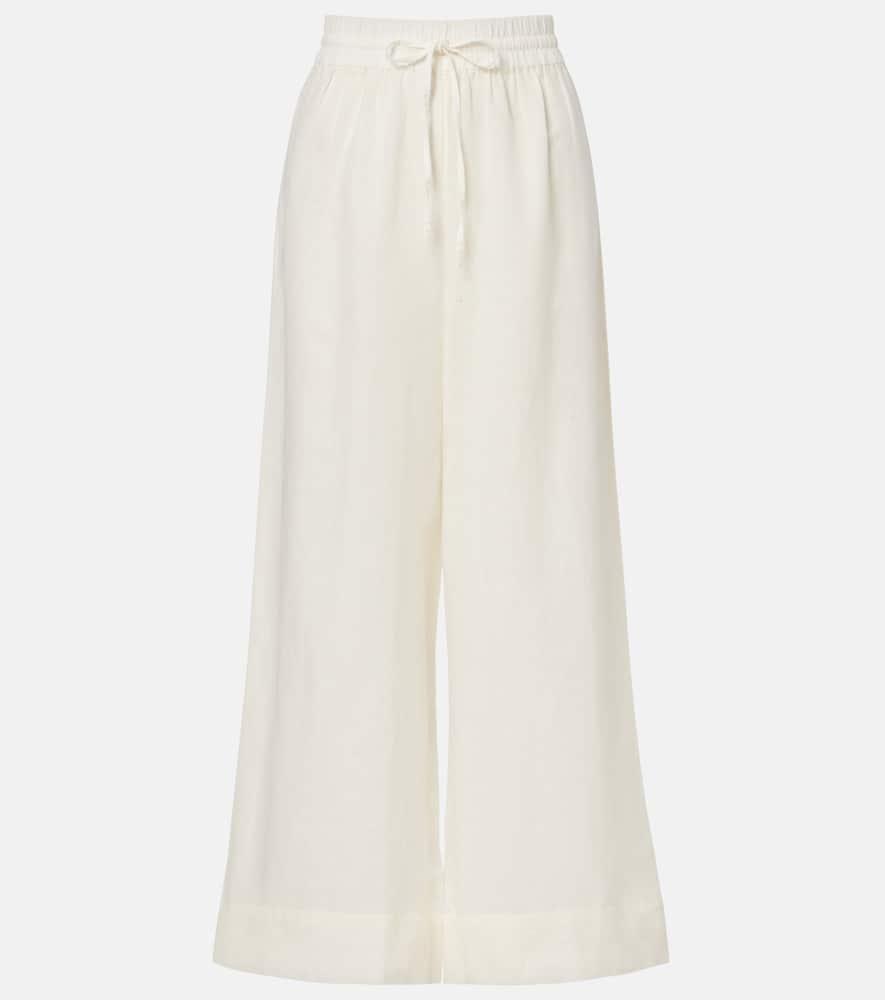 polo ralph lauren cropped linen and cotton wide