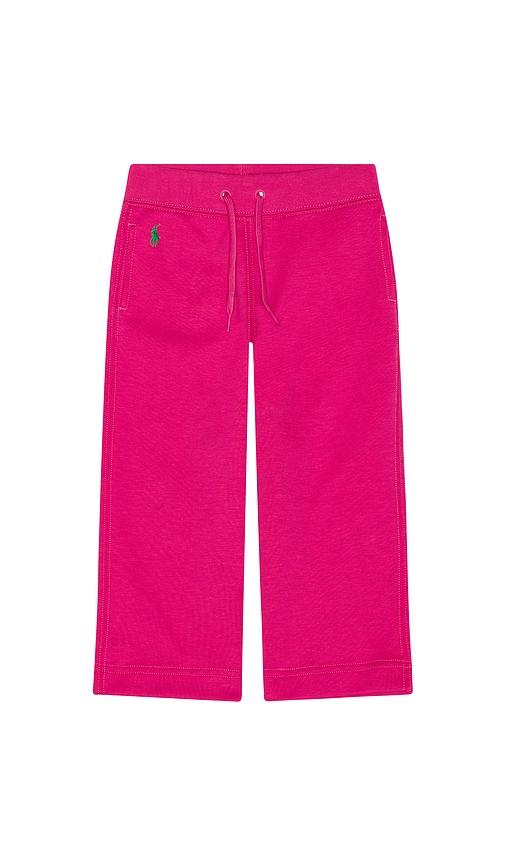 polo ralph lauren double knit tech athletic wide leg pant in pink.