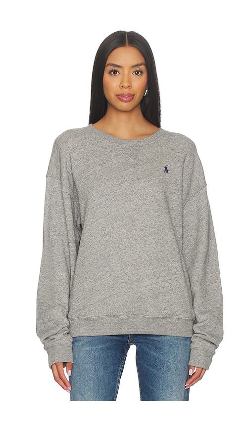 polo ralph lauren fleece crewneck in grey.