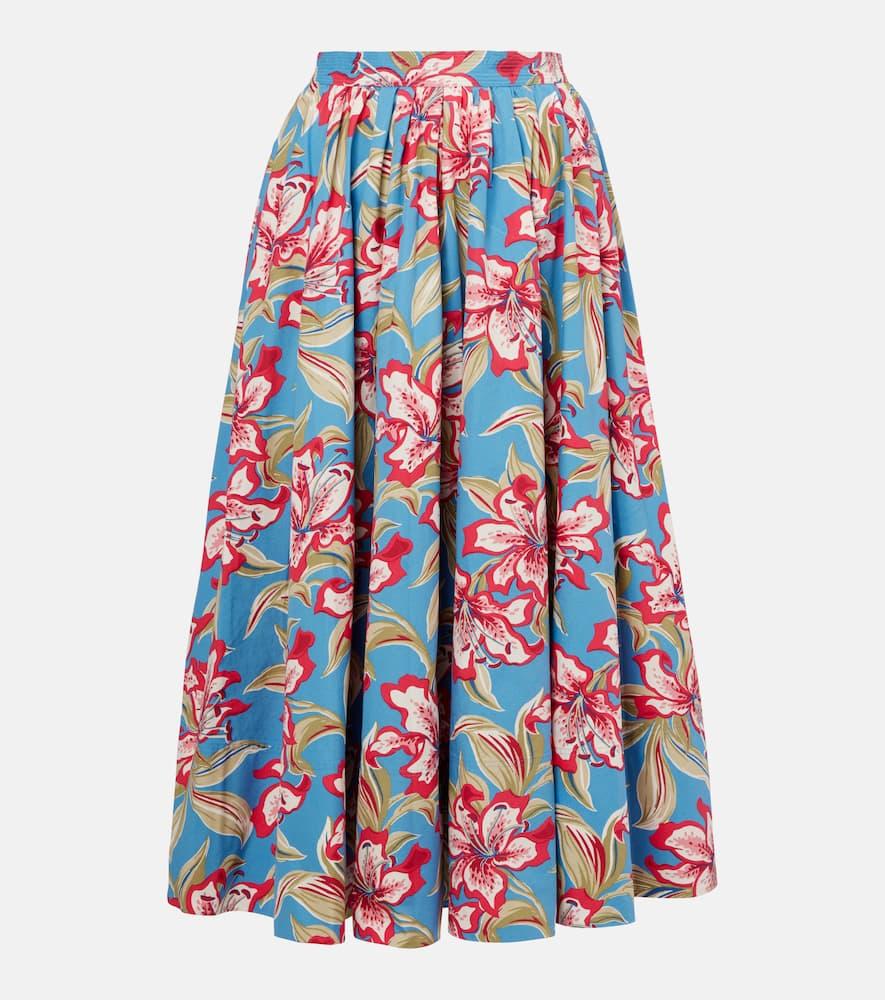 polo ralph lauren floral gathered cotton midi skirt