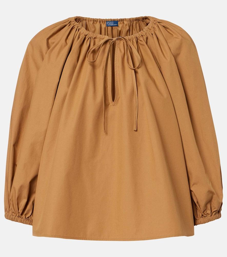 polo ralph lauren gathered cotton poplin blouse