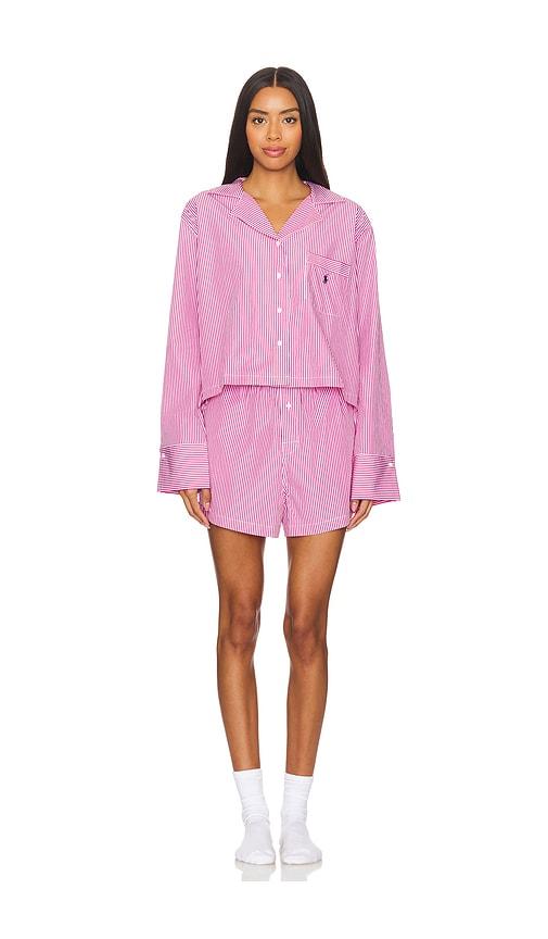polo ralph lauren intimates boxer pajama set in pink.
