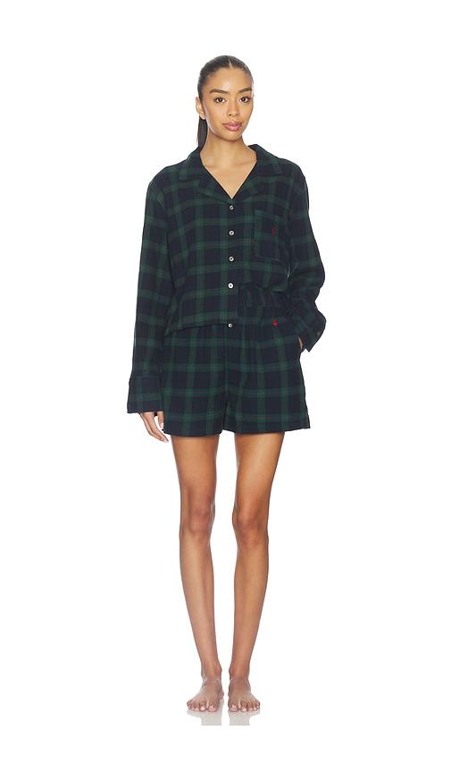 polo ralph lauren intimates crop & boxer set in green.