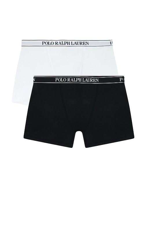polo ralph lauren intimates essentials boxer 2 pack in white,black.