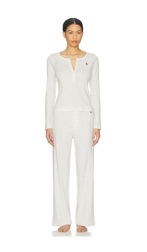 polo ralph lauren intimates henley & wide leg sleep set in white.