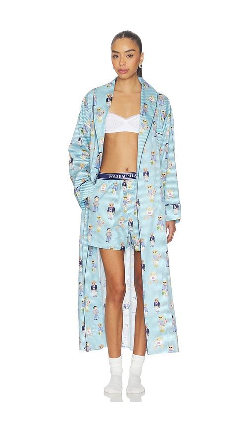 polo ralph lauren intimates heritage robe in blue.