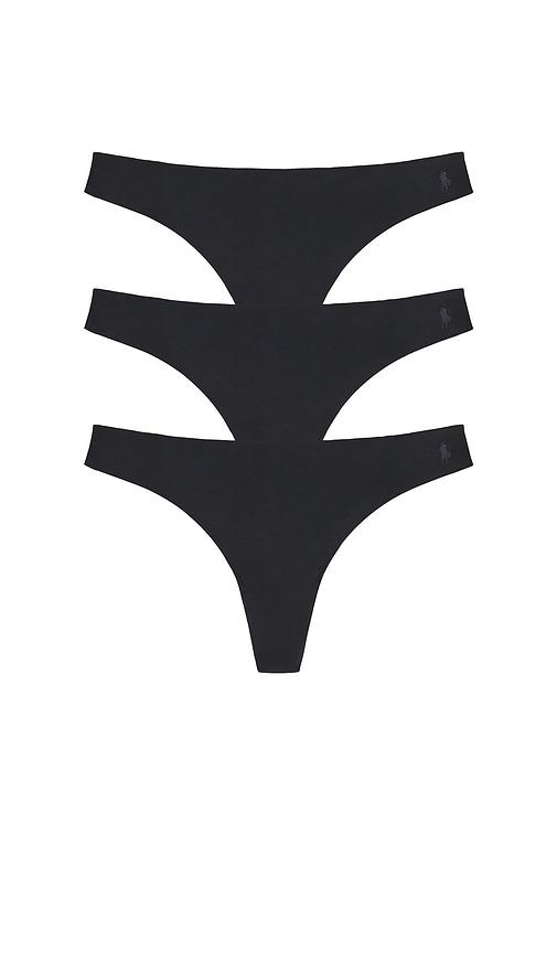 polo ralph lauren intimates micro thong 3 pack in black.