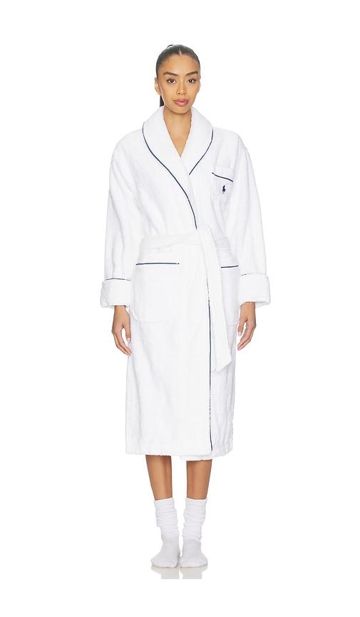 polo ralph lauren intimates polo essentials robe in white.