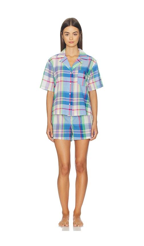 polo ralph lauren intimates polo ralph lauren polo sleep short sleeve pajama set in blue,purple.