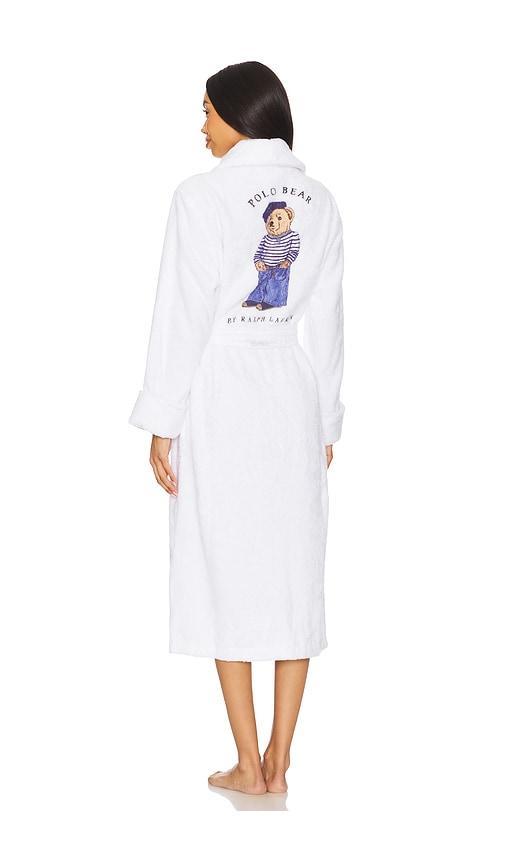 polo ralph lauren intimates printed back robe in white.