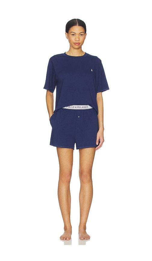 polo ralph lauren intimates short sleeve & short set in navy.
