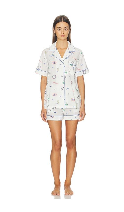 polo ralph lauren intimates short sleeve pajama set in white.