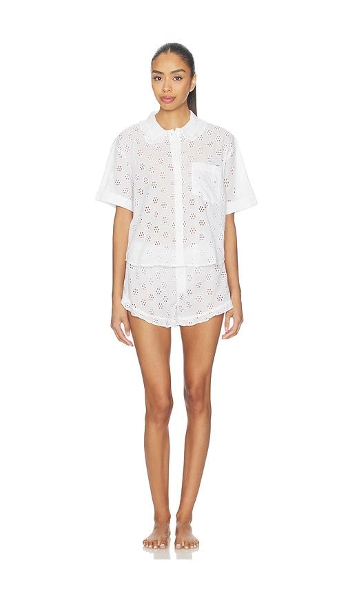 polo ralph lauren intimates short sleeve short pajama set in ivory.
