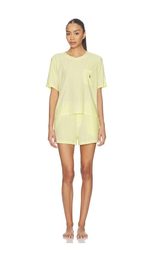 polo ralph lauren intimates short sleeve short set in yellow.