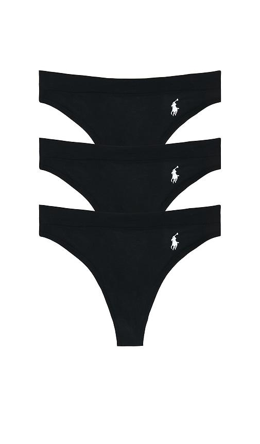 polo ralph lauren intimates thong 3 pack in black.