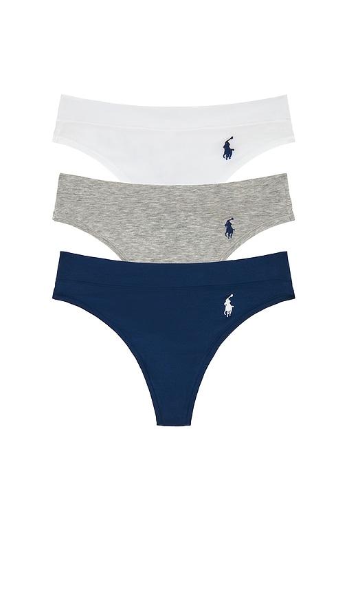 polo ralph lauren intimates thong 3 pack in grey,navy.