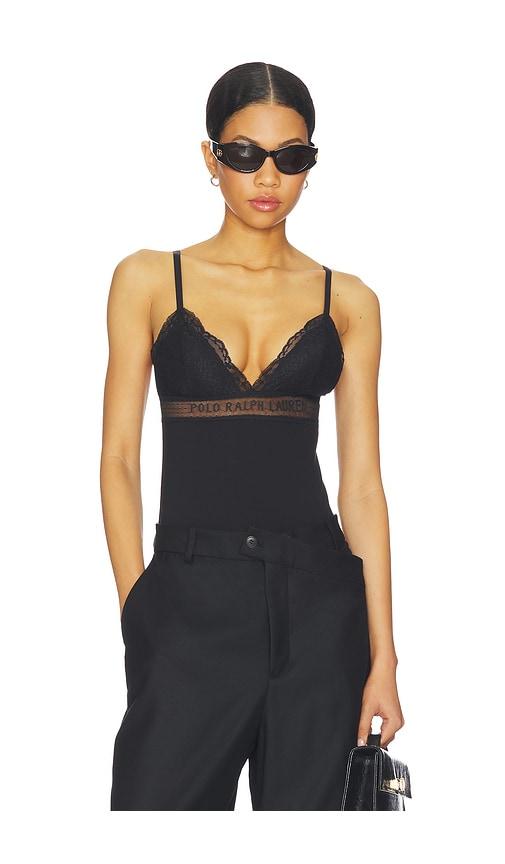 polo ralph lauren intimates triangle bodysuit in black.