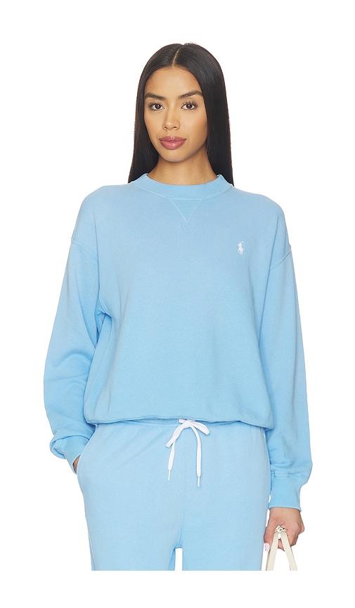 polo ralph lauren island fleece crewneck sweater in blue.