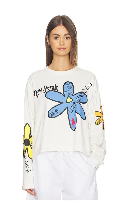 polo ralph lauren jersey crewneck sweater in white.