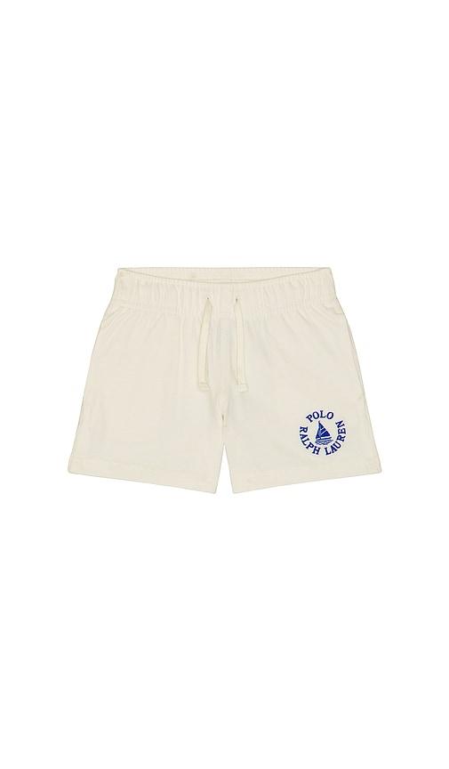 polo ralph lauren jersey knit sail graphic short in white.
