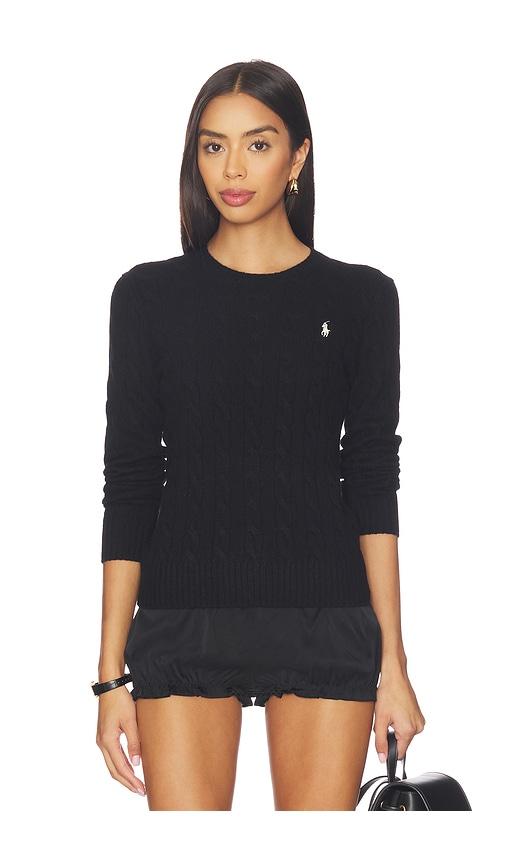 polo ralph lauren julianna long sleeve pullover in black.