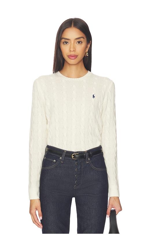 polo ralph lauren julianna long sleeve pullover in cream.