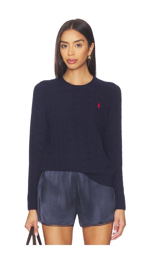 polo ralph lauren julianna long sleeve pullover in navy.