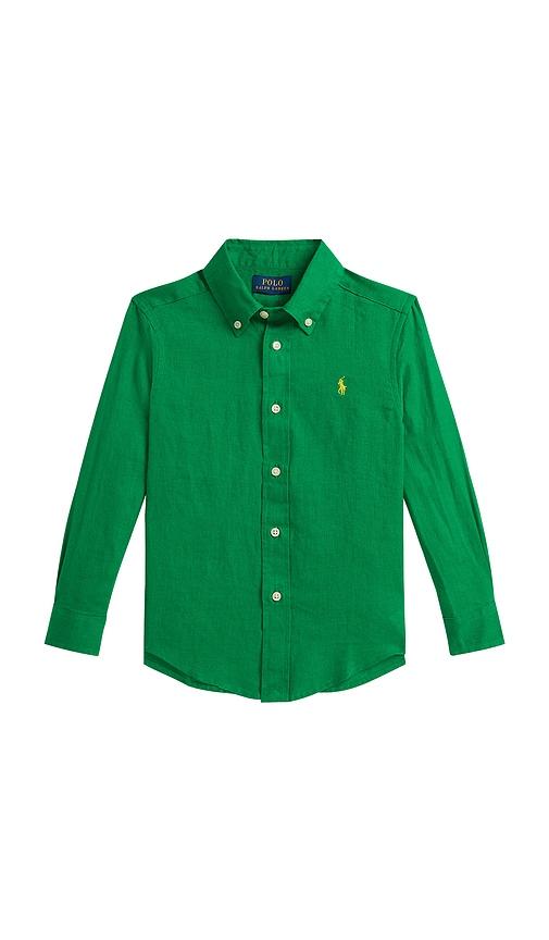 polo ralph lauren kids linen sport shirt in green.