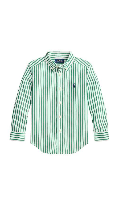 polo ralph lauren kids poplin sport shirt in green.