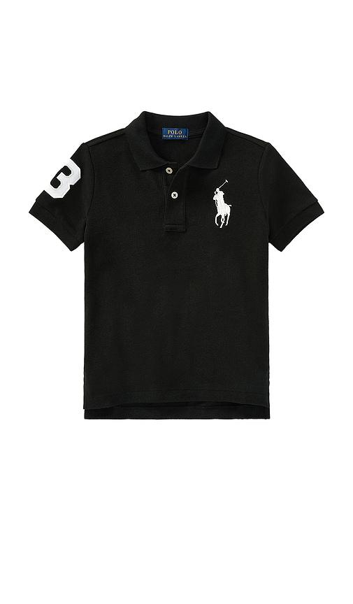 polo ralph lauren kids short-sleeve big pony mesh polo in black.