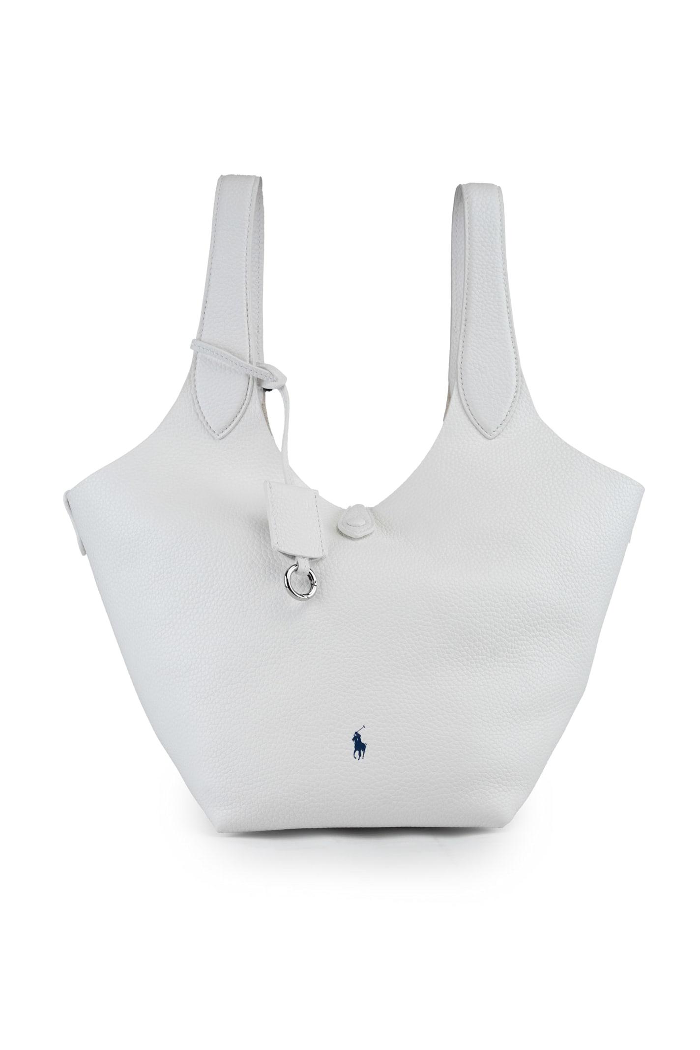 polo ralph lauren leather tote bag with polo pony embroidery