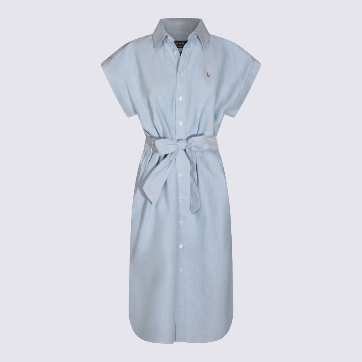 polo ralph lauren light blue cotton mini dress