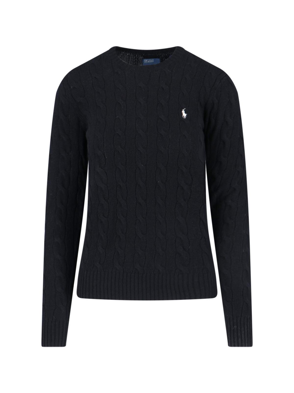 polo ralph lauren logo braided sweater