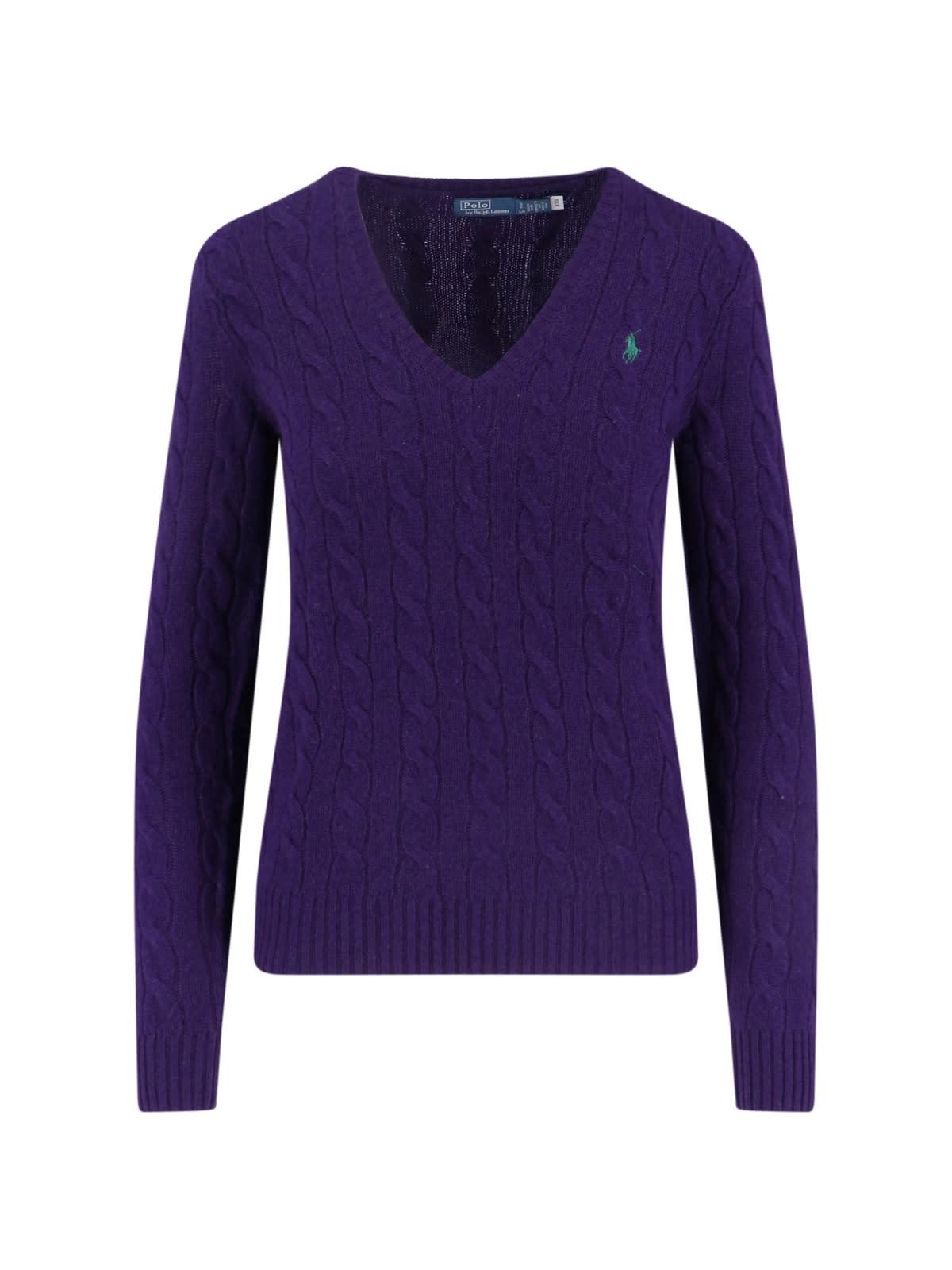 polo ralph lauren logo braided sweater