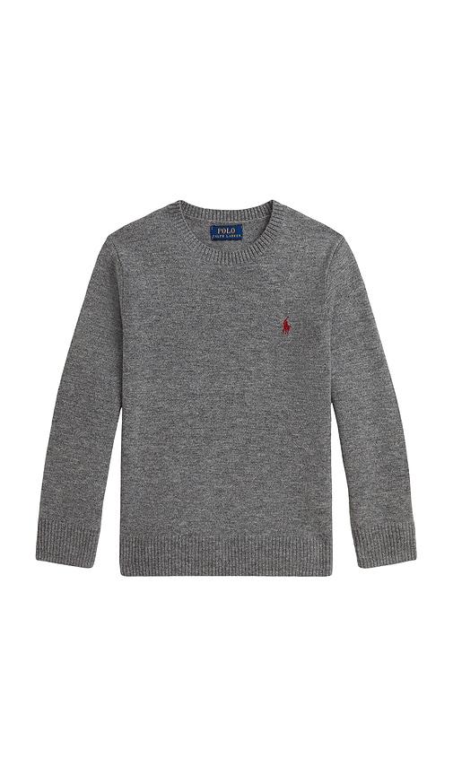 polo ralph lauren long sleeve crewneck sweater in grey.