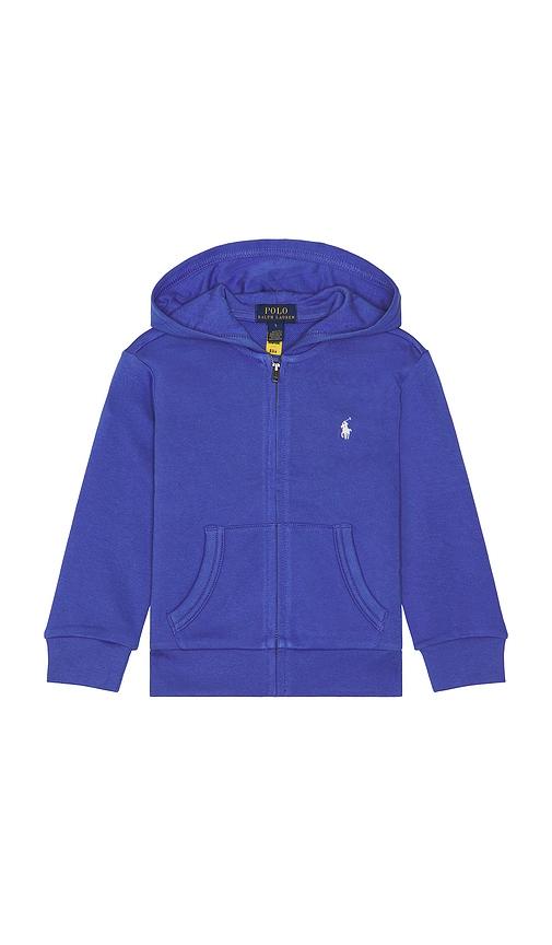 polo ralph lauren long sleeve french terry sail graphic full zip hoodie in blue.