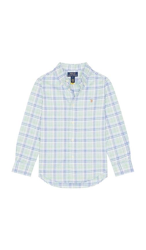 polo ralph lauren long sleeve performance oxford sport shirt in blue.