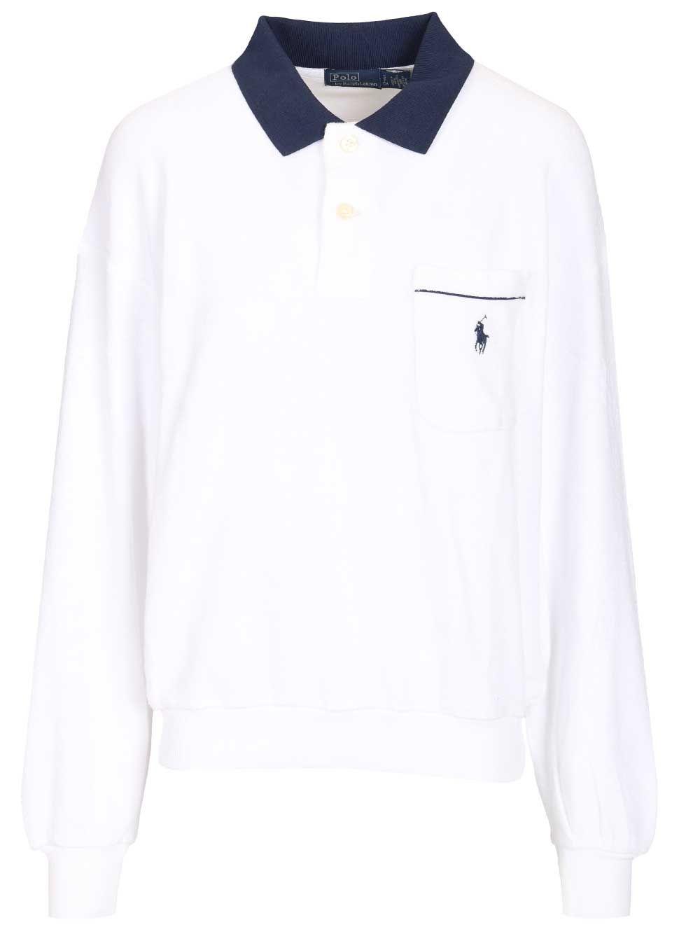 polo ralph lauren long-sleeved polo shirt white cotton polyester - women
