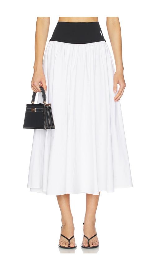 polo ralph lauren midi a-line skirt in white,black.