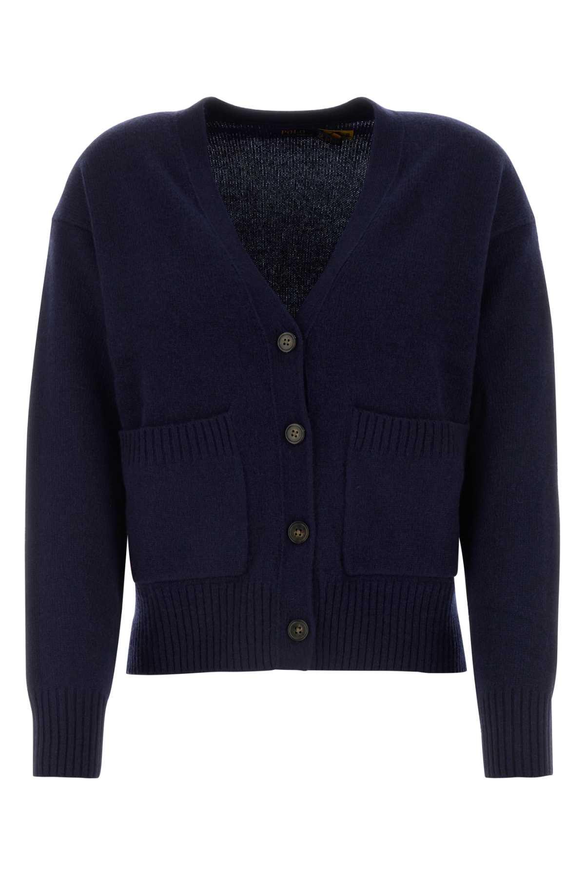 polo ralph lauren navy blue wool blend cardigan