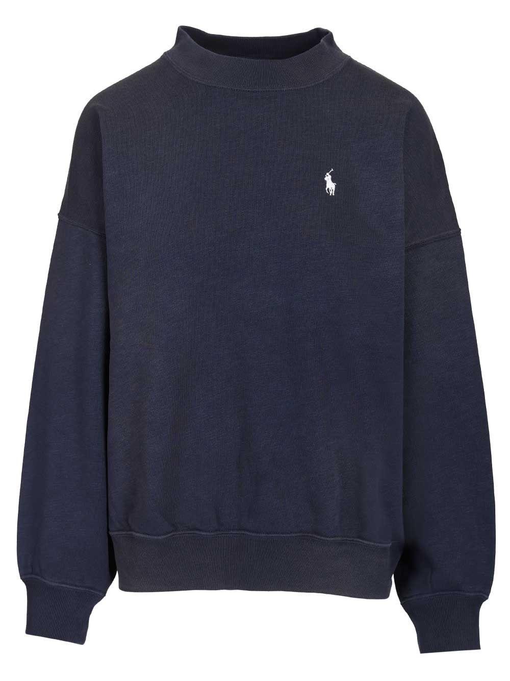 polo ralph lauren oversized sweatshirt blue cotton polyester sweatshirts - women