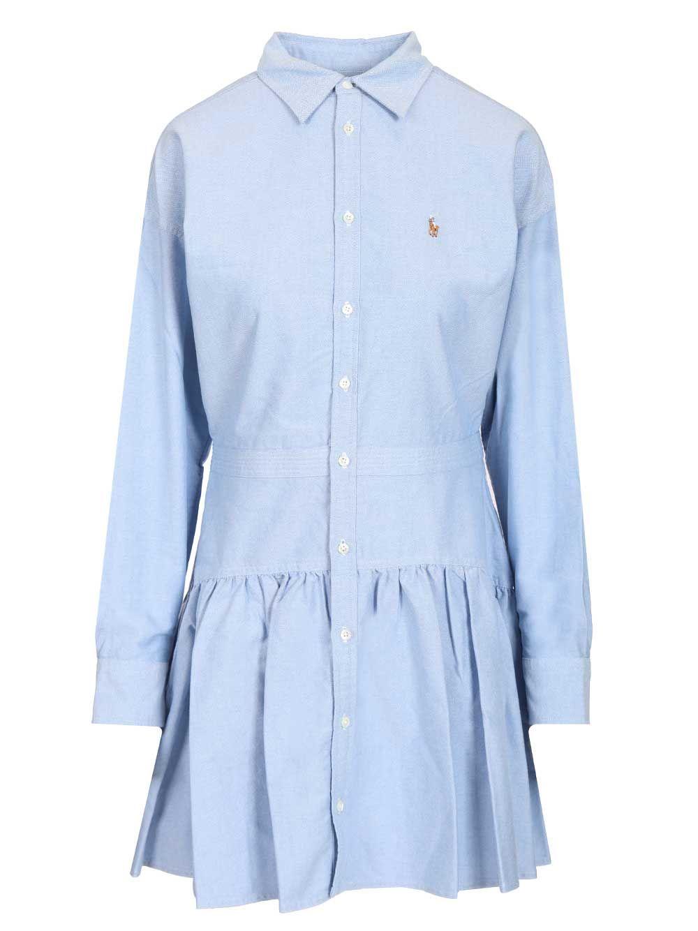 polo ralph lauren oxford cotton shirt dress blue - women