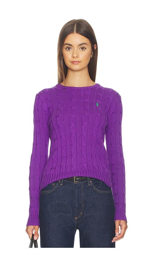 polo ralph lauren pima julianna long sleeve top in purple.