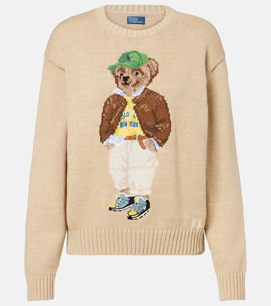 polo ralph lauren polo bear intarsia cotton sweater