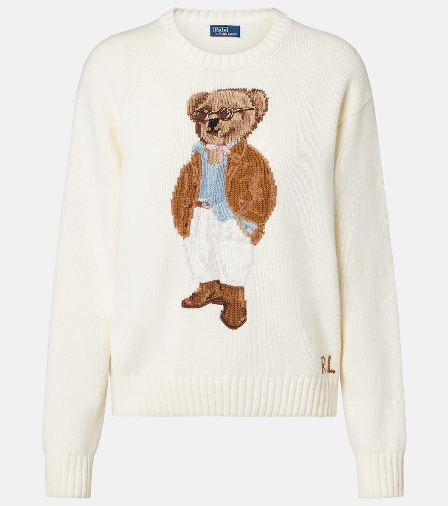 polo ralph lauren polo bear intarsia cotton sweater