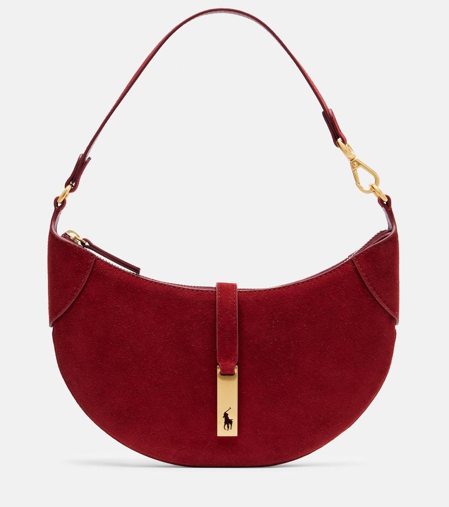 polo ralph lauren polo id mini suede shoulder bag