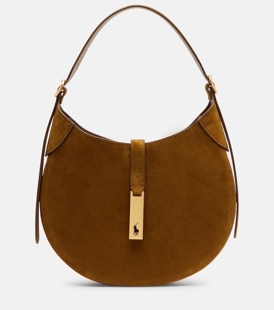 polo ralph lauren polo id small suede shoulder bag
