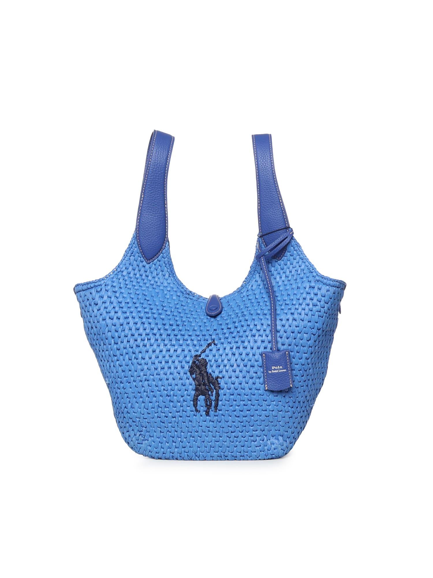 polo ralph lauren raffia and viscose tote bag
