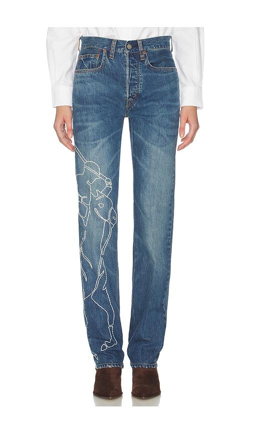polo ralph lauren rigid denim straight leg in blue.